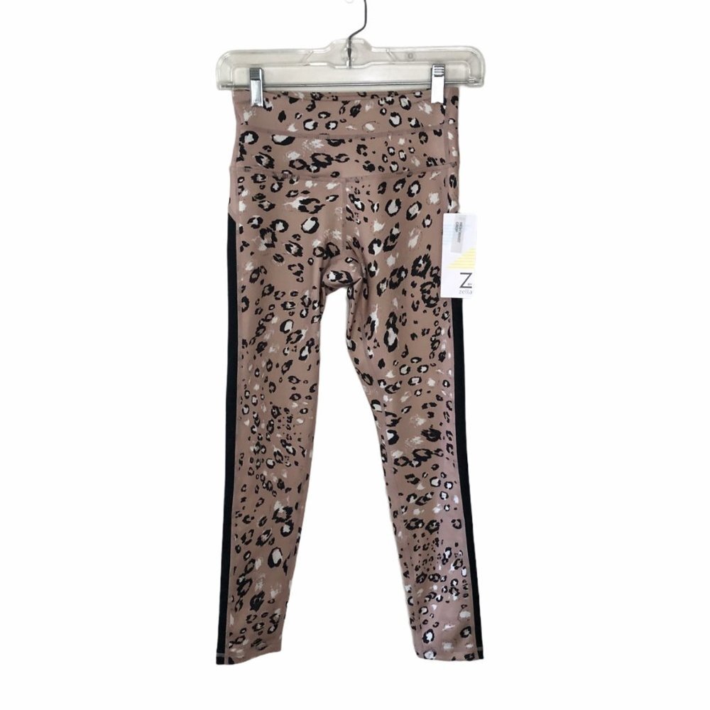 NWT Zella Carmine Animal Print Brown Workout Leggings XS
